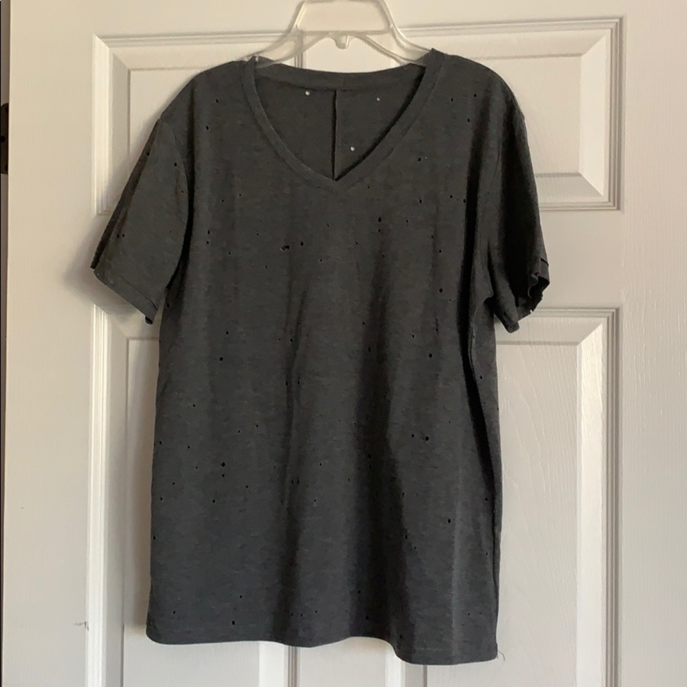 Grey T-shirt with hole details